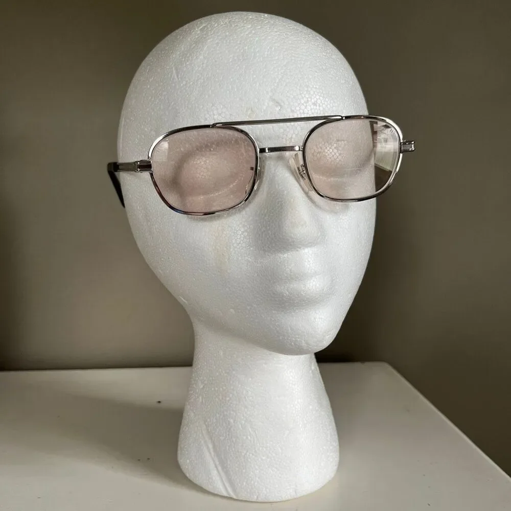 VTG Z87 ADEN USA Safety Glasses Pink Tint Bifocal Slvr Metal Frame